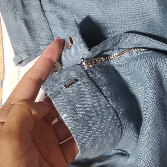 NWT GRLFRND The Linen Flared Pant in Denim Blue - Picture 5 of 6